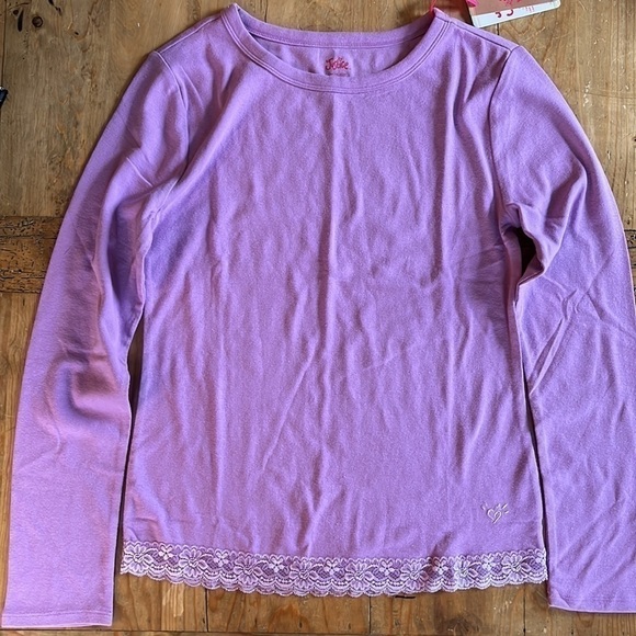 NWT Justice Long Sleeve Lace Hem Rib Tee Set of 2 Gray & Lilac XL 16/18 - Picture 6 of 11